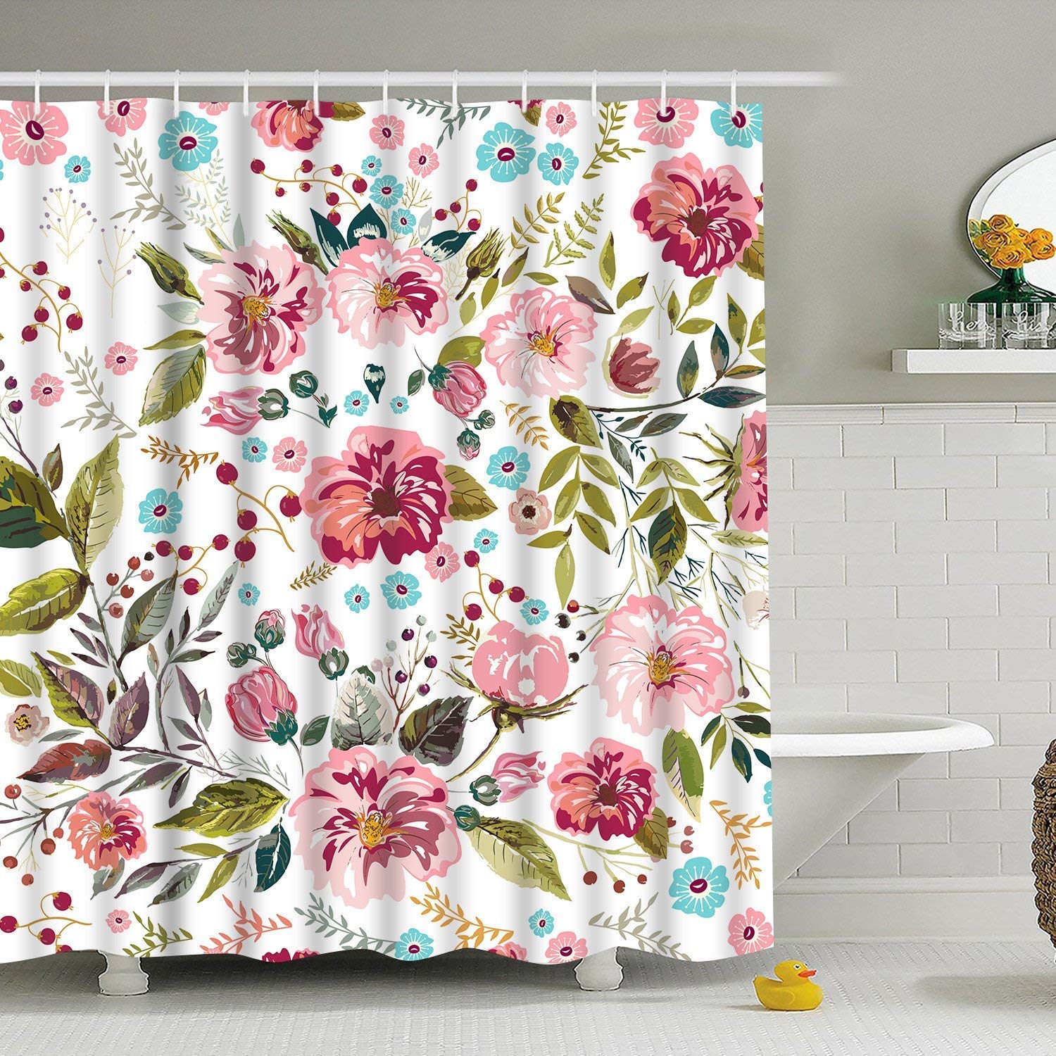 Moderne Timesm Badkamer Douchegordijn Kleurrijke Bloem Douche Gordijnen Duurzame Stof Bad Gordijn Waterdicht Reukloos Badkamer