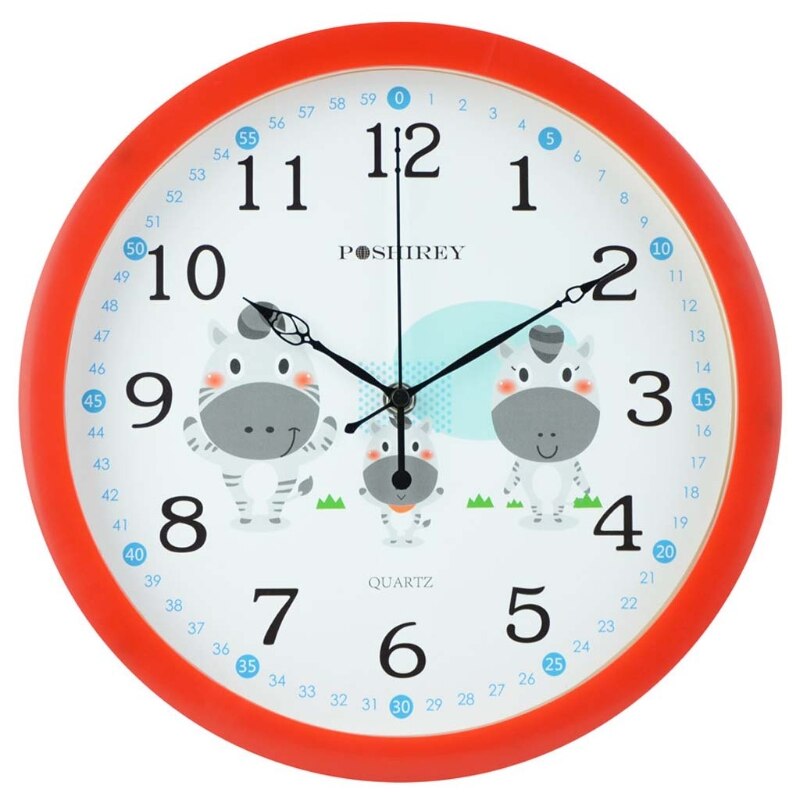 Mute Wall Clock Simple Style Cartoon Milk Cow Pattern Clock Nursery Home Living Room Children's Room Bedroom Decoration: R