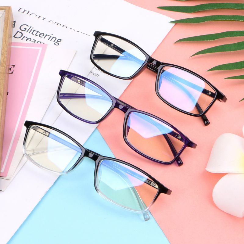 Hombres Mujeres clásico Marco rectangular Anti luz azul radiación ordenador gafas liso