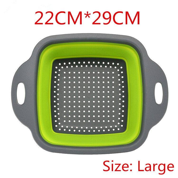 Keuken Accessoires Gereedschap Opvouwbare Fruit Groente Wasmand Zeef Draagbare Vergiet Inklapbare Afdruiprek Keuken Gadgets: Large-green
