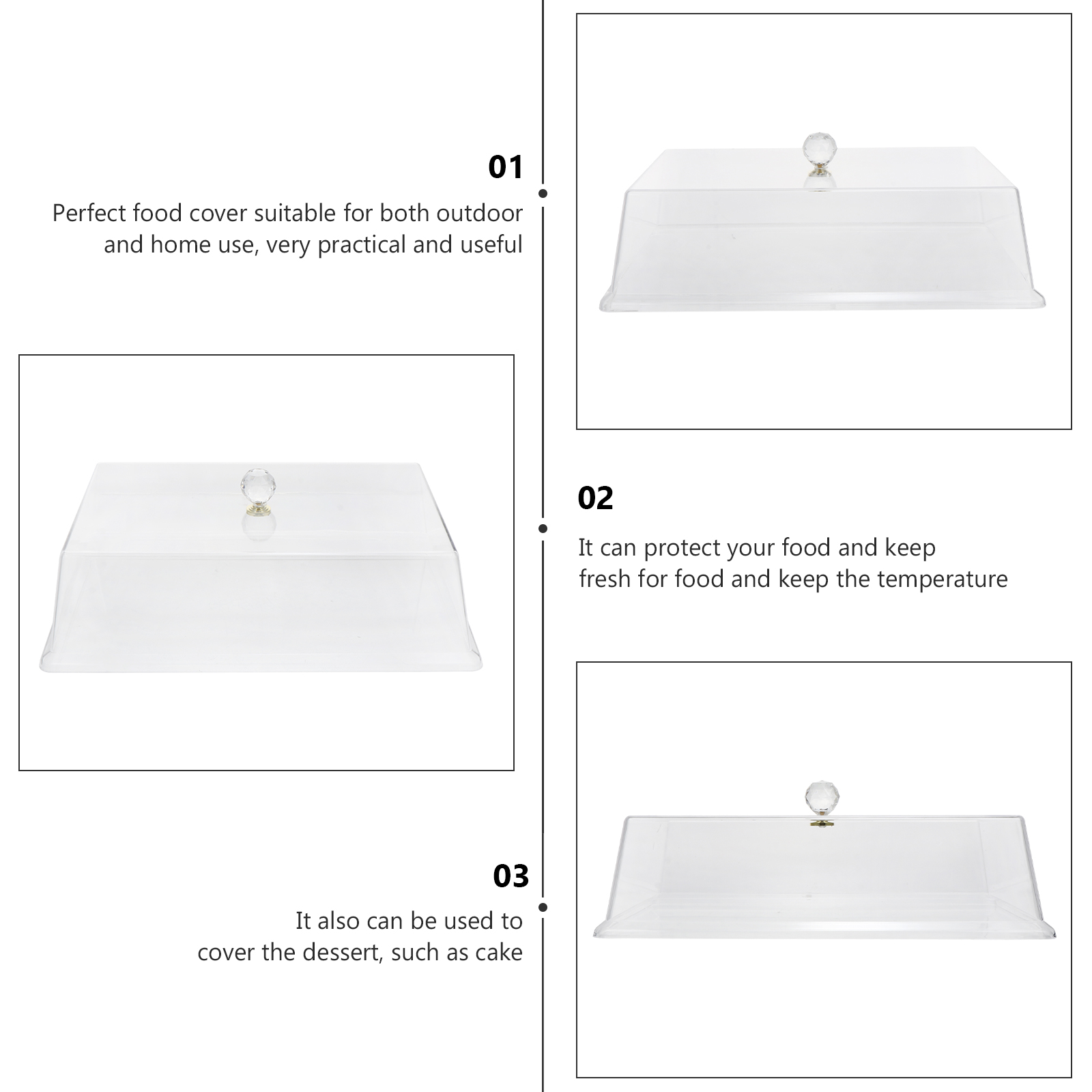 1pc Rectangular Food Cover Kitchen Food Preservation Cover Clear Bowl Dish Cover