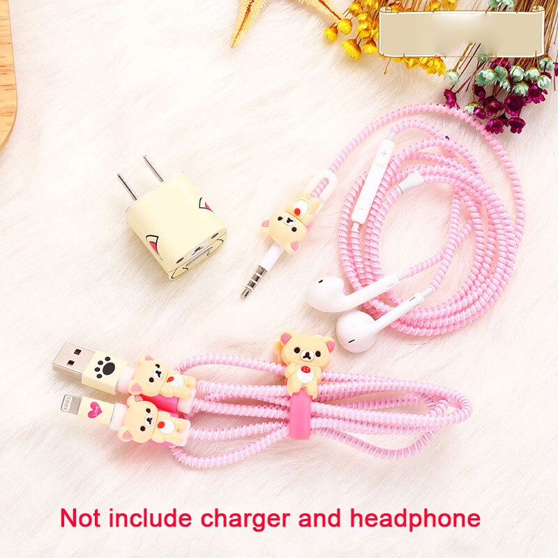 3 i 1 kabel opptrekker tpu spiral ledning beskyttelse usb ladekabel beskytter øretelefon ledningshåndtering til iphone 5 5s 6 7 8: 13 til iphone