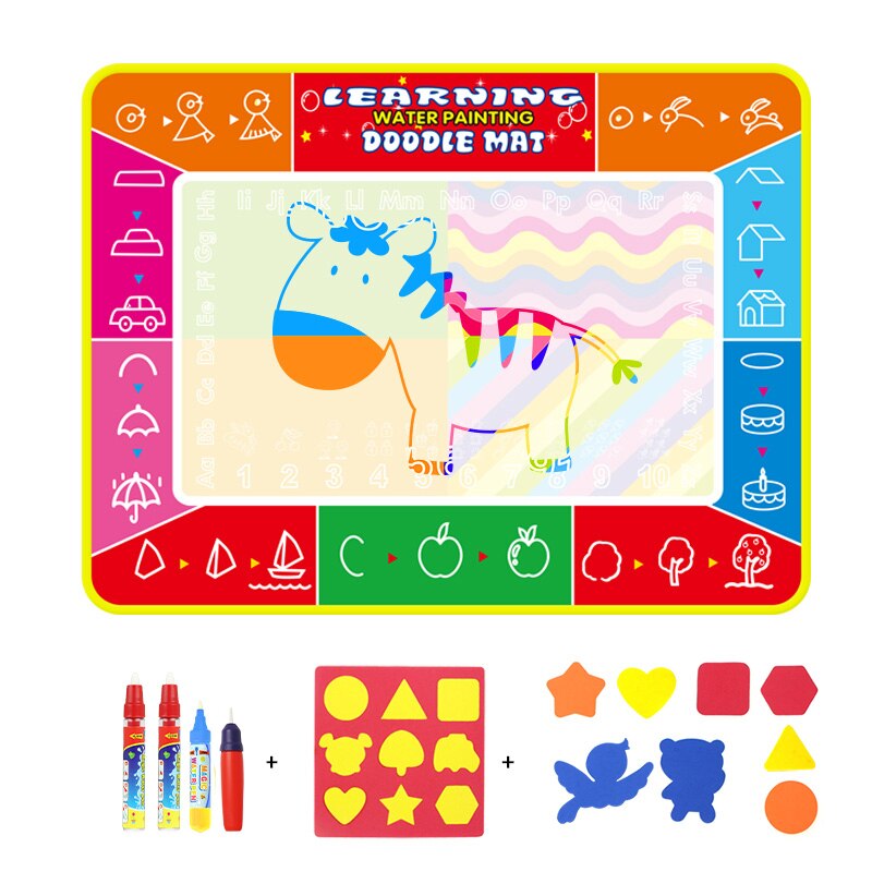 Stor størrelse vann tegnebrett fargebok &amp; magisk pennmaling doodlematte for barn pedagogiske magiske vanntegneleker: A 120 x 90cm