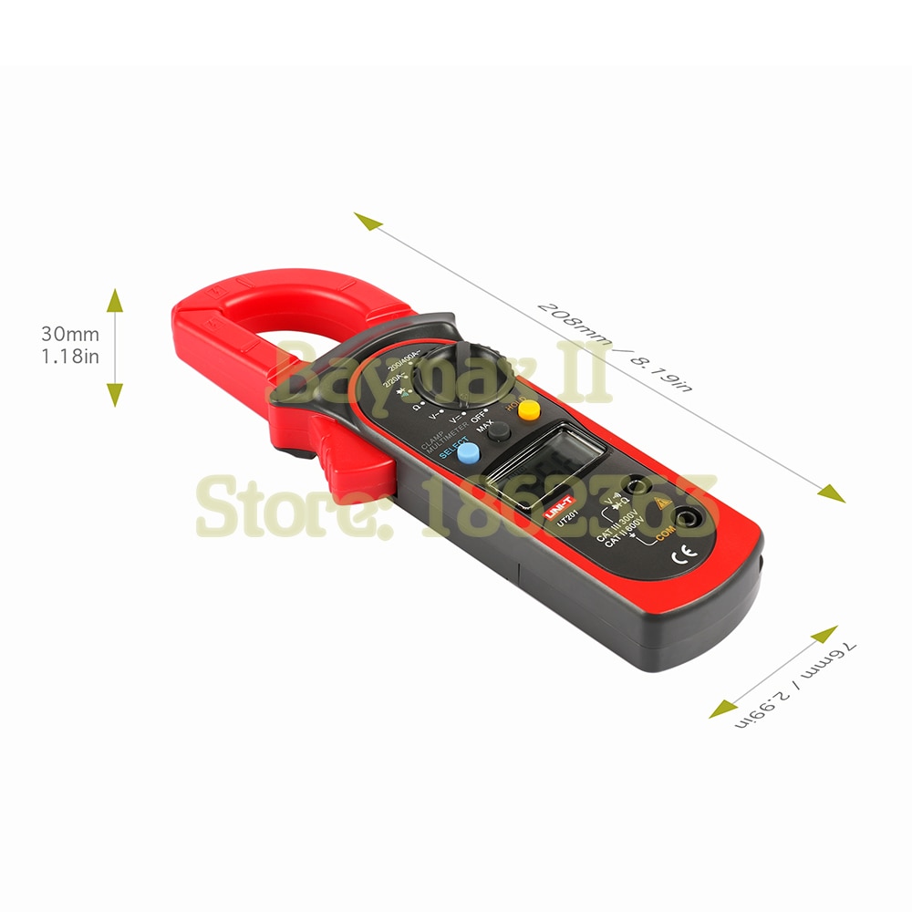 UNI-T UT201 1999 Counts Digital Auto Range Clamp Multimeter with 400A AC Current Test and Continuity Buzzer
