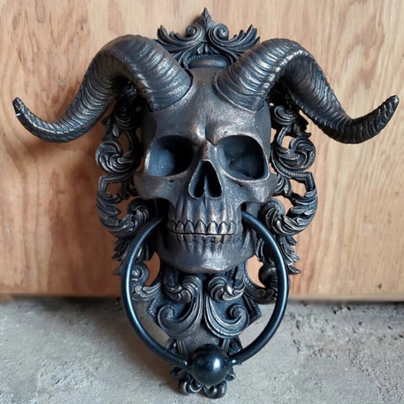 Poignée de porte en forme de tête de mort, rétro Antique, décoration murale, résine artisanale