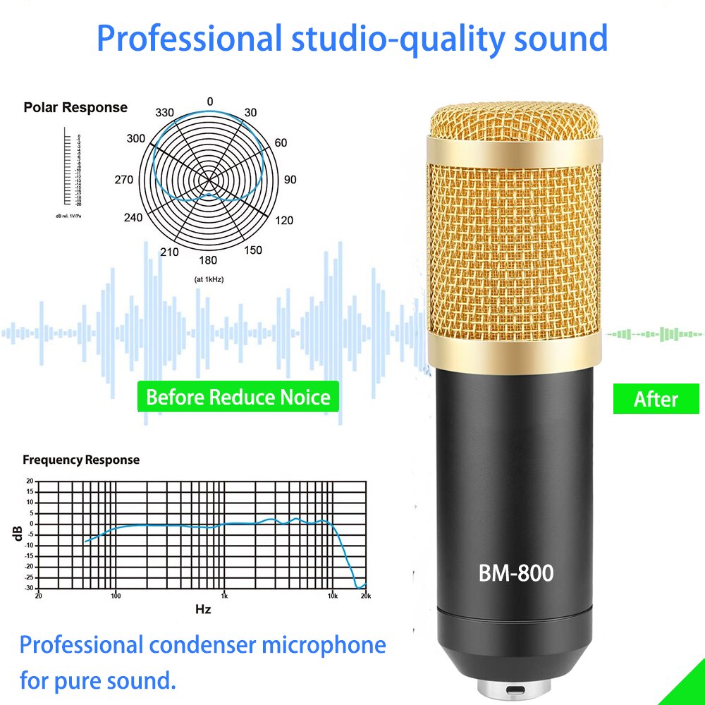 Bm800-conjunto de microfone condensador, gravação em computador, rede k, som da canção
