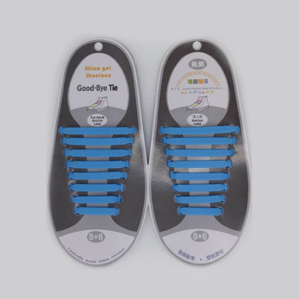 16pcs/lot No Tie Shoelace Silicone Shoelaces Elastic Shoe Laces Special for Men Women Lacing Rubber Zapatillas 13 Colors: Sky blue
