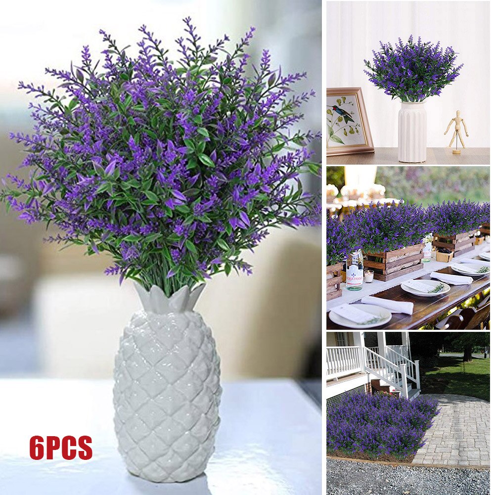 Good Healthy 6 Pcs Handmade Lavender Flowers Plants Lifelike Greenery Bushes Bouquet Home Garden Decoration: Default Title