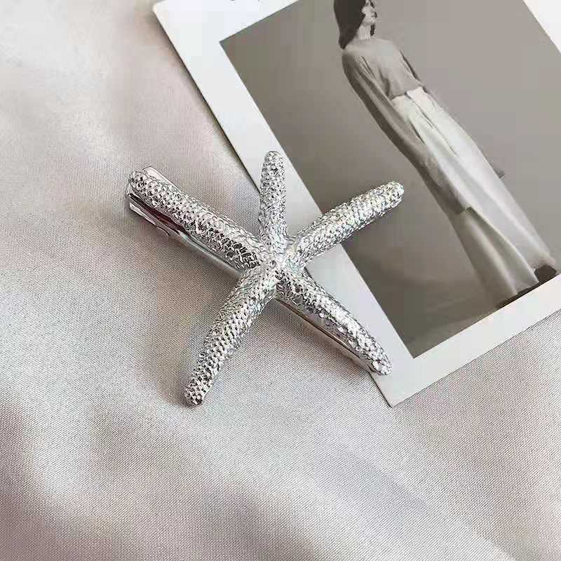 1PC Frauen Blatt Feder Haar Clip Metall Seestern Haarnadel Haarspange Haar Ornament Party Dekoration Haar Zubehör