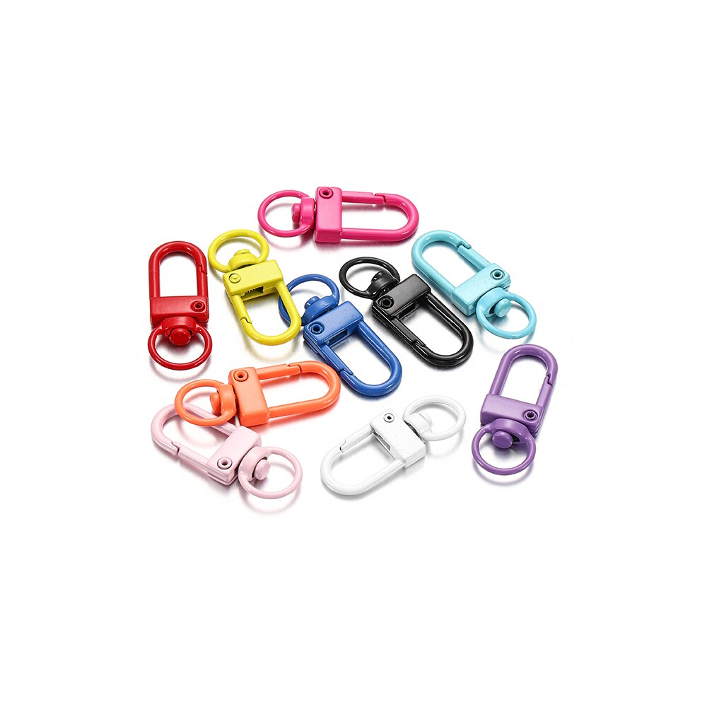 10 unids/lote de llavero colorido, cierre de mosquetón de Metal, Clips de gancho para llavero, ganchos, DIY, joyería, accesorios