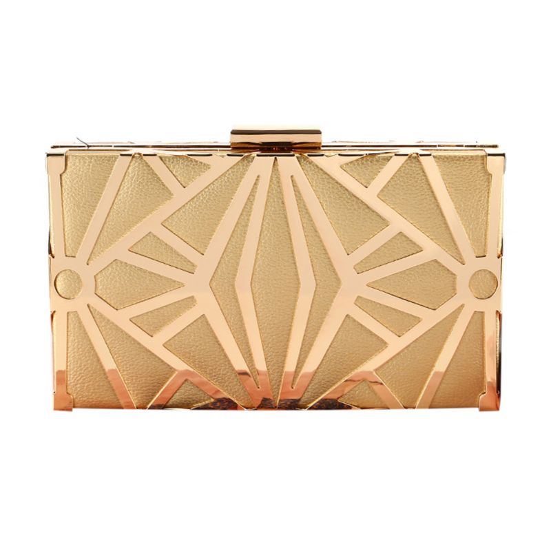 Geometrische Geometrische Frauen Clutch Tasche Box Abend Partei taschen Kette Schulter Geldbörse Abend Tasche Für Neue Jahr Weihnachten geldbörsen: Gold