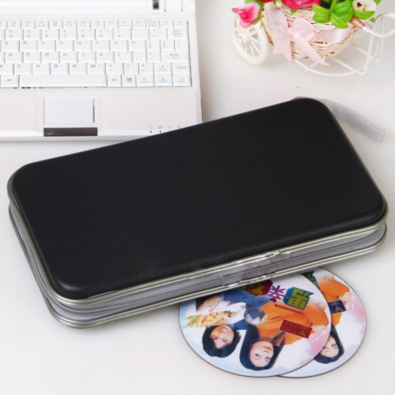 En ausuky lagring cd väska bärbar 80 skivor kapacitet dvd cd fodral för bil media lagring cd väska  -25