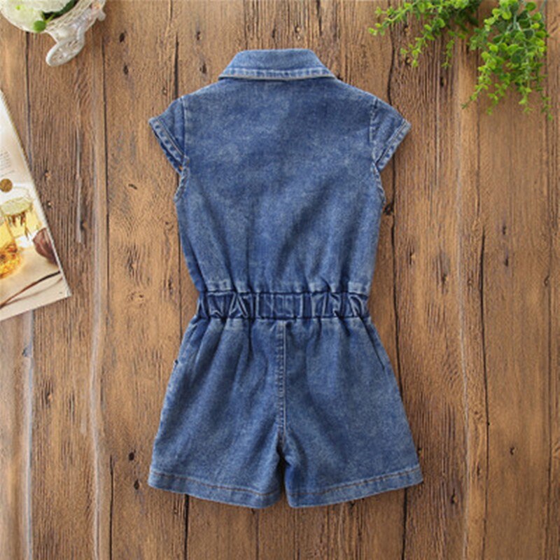 Sommertøj børn jumpsuit piger rompers outfit ærmeløs afslappet pige jumpsuit børn denim overalls baby pige jumpsuits