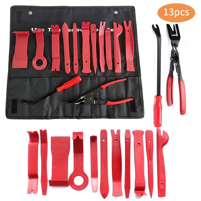 38 Pcs Car Trim Removal Tool Car Door Panel Dash Audio Radio Removal Tools Kit Automotive Pry Tools Kits Auto Repair Kit: 13 Pcs Red