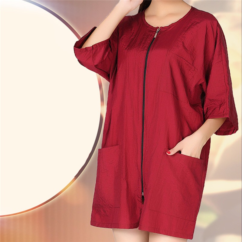 Chaqueta de estilista para salón , uniforme de cosmetología, capa de peluquería con cremallera, bata Kimono para cliente de SPA de belleza, delantal: red