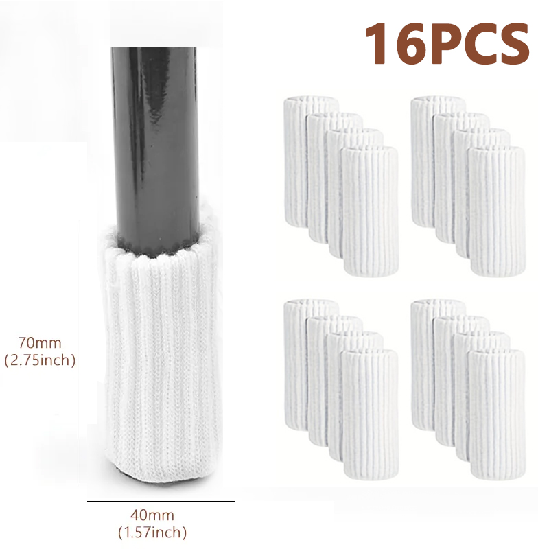 16 Stuks Stoelpoten Sokken Gebreide Meubels Voeten Vloerbeschermers Antislip Pads Stille Dikker Tafel Stoelpoot Sokken covers: Bright Chrome