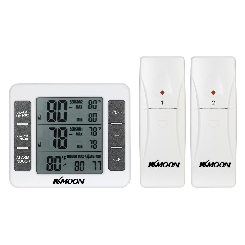 LCD Digital Thermometer Temperature Meter Indoor Outdoor Weather Station+ Wireless Transmitter with C/F Max Min Value Display