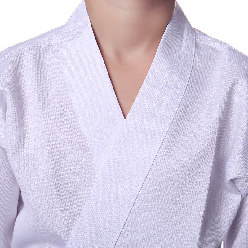 Conjuntos de uniformes blancos de Karate con cinturón Judo Dobok para Taekwondo para niños y adultos ropa de entrenamiento para principiantes
