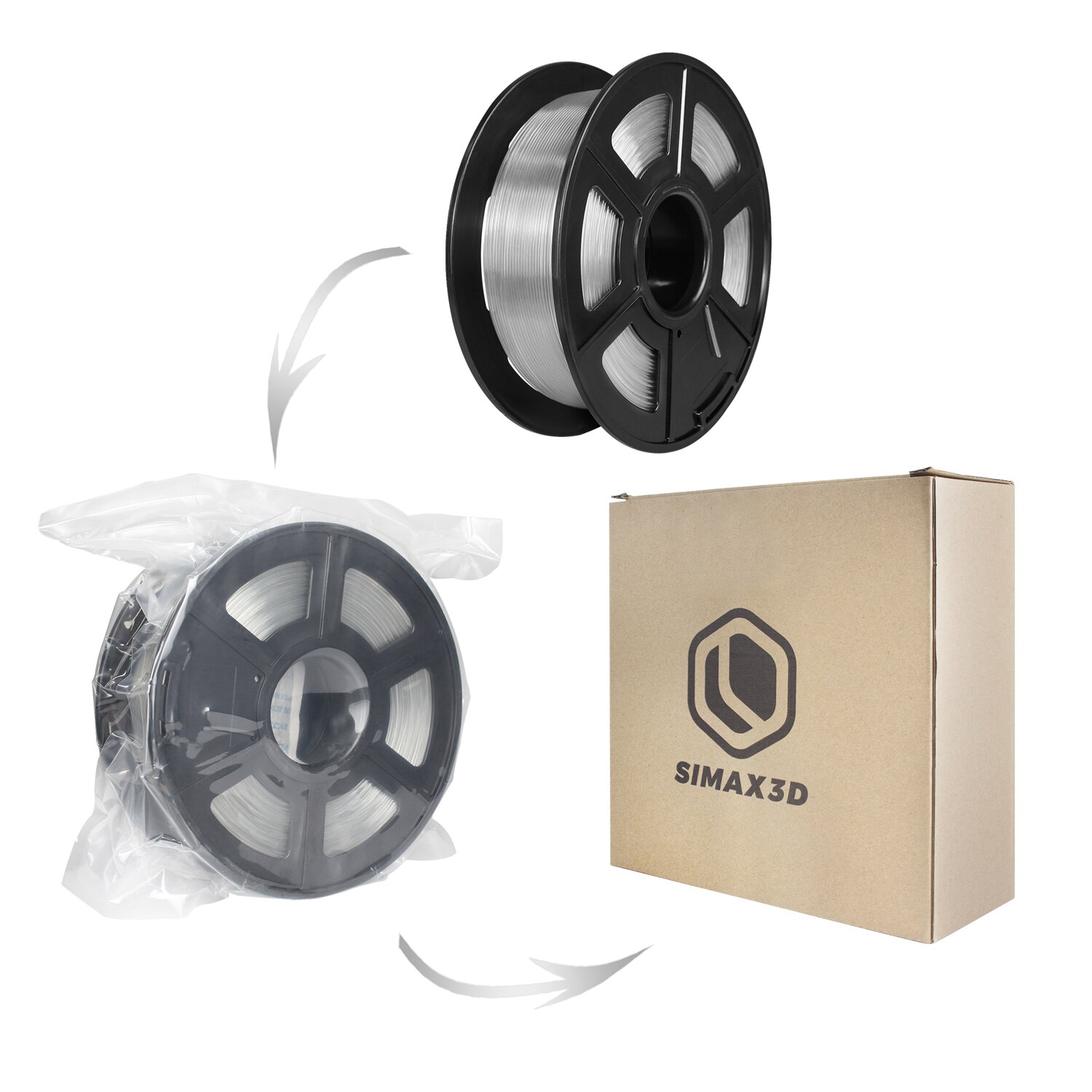 SIMAX3D – Filament Transparent pour impression 3D, matériau PLA, 1.75mm, 1KG par rouleau