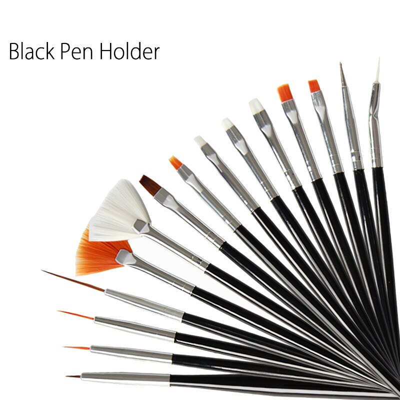 15 stk/sæt nail art børstesæt uv gel liner pen pensel prikkepen neglelak gradient maling tegnepen nail art værktøjssæt: 03