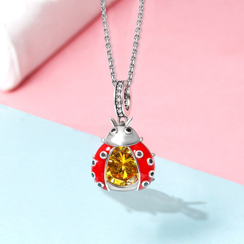925 Sterling Silber Marienkäfer Emaille Perlen Anhänger passen Reize Silber 925 Original Halskette & Armbinde Perlen Für Schmuck Machen
