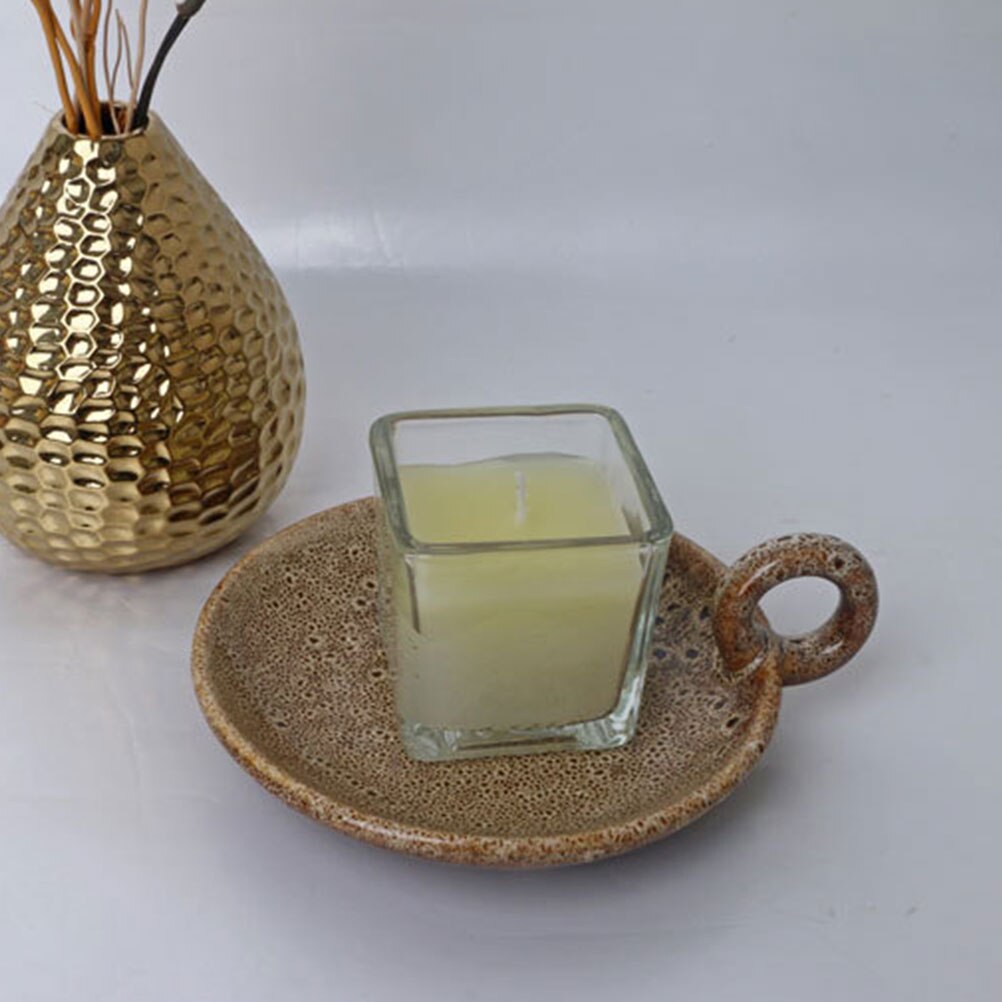 Ceramic Candle Plate Decorative Candle Display Stand Round Shaped Aroma Candle Holder