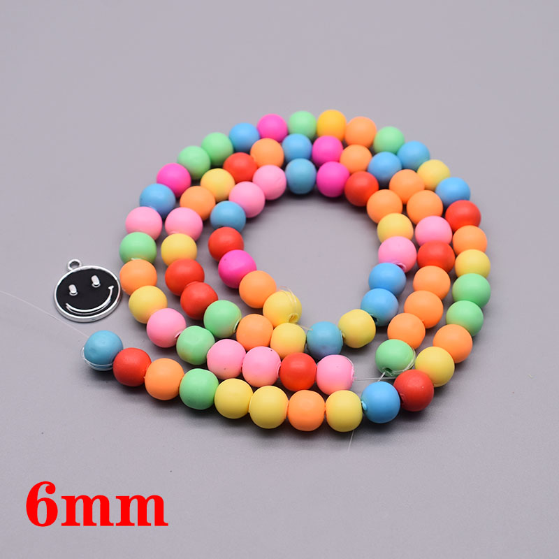 Cuentas de arcilla polimérica de 6/8/10mm, cuentas con estampado de flores, cuentas redondas sueltas para hacer joyería, pulsera DIY: Rojo