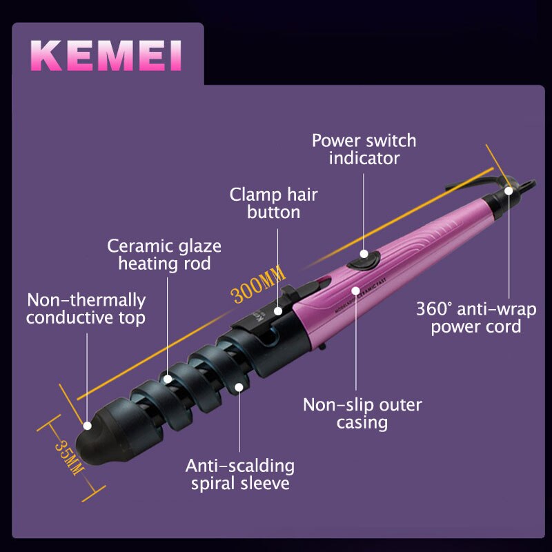 Elektrische Haar Krultang Multifunctionele Krultang Curl Styler Styling Tools Haar Modeler Anti-Brandwonden Spiraal Krultang