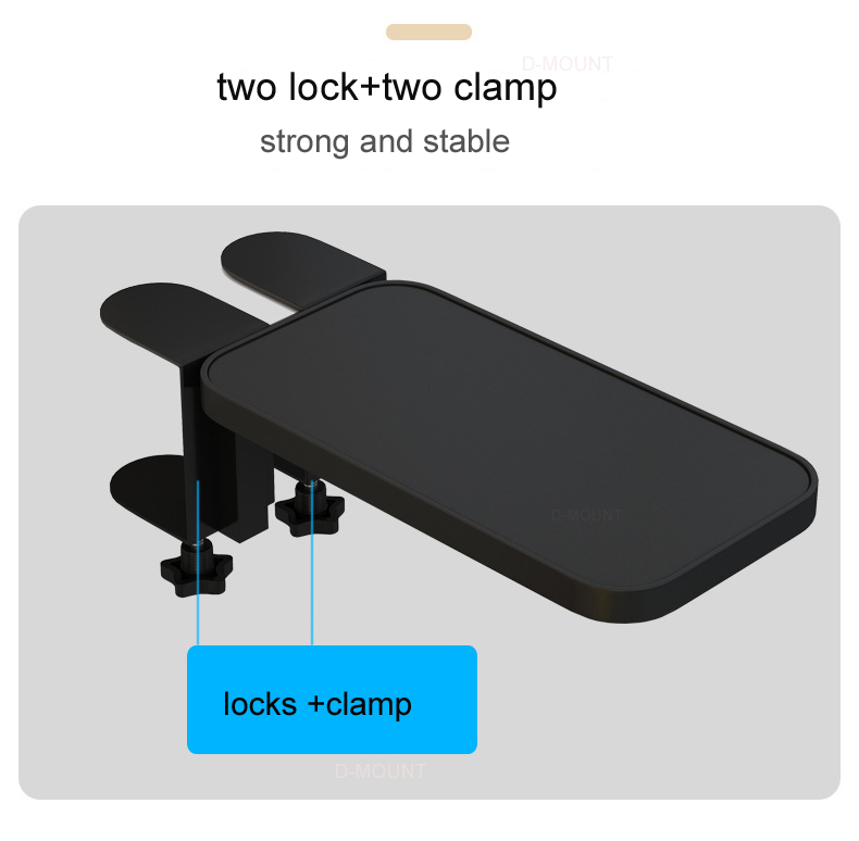 DL-WM-10 wrist rest mount holder mouse pad support foldable metal left right clamp desk 10-80mm double lock