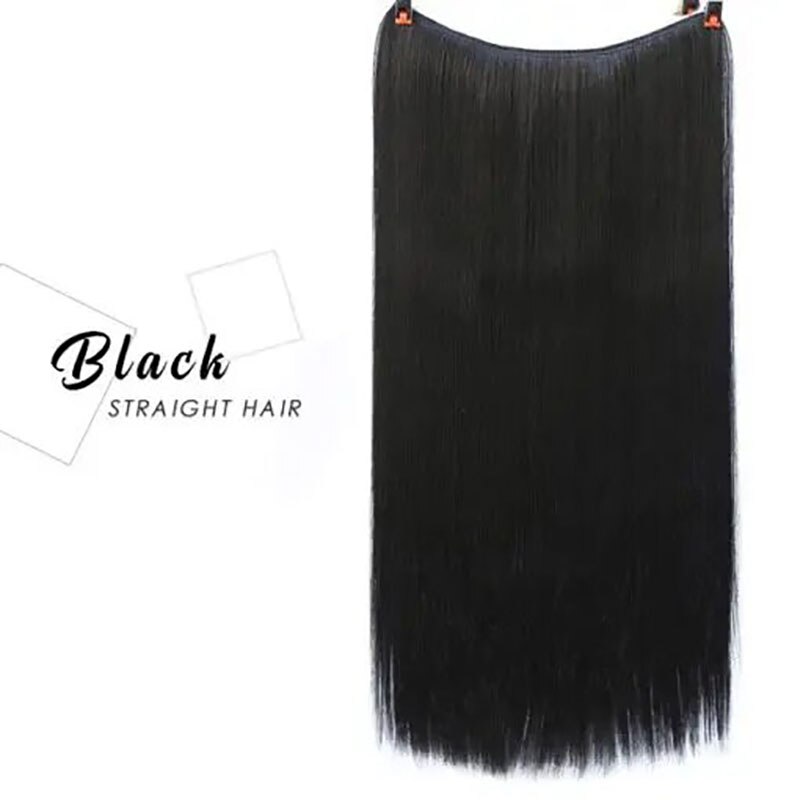 22 pouces femmes vague Extensions de cheveux Secret cheveux Extension bande synthétique naturel caché Secret Invisible fil cheveux pièce sans pince: B1