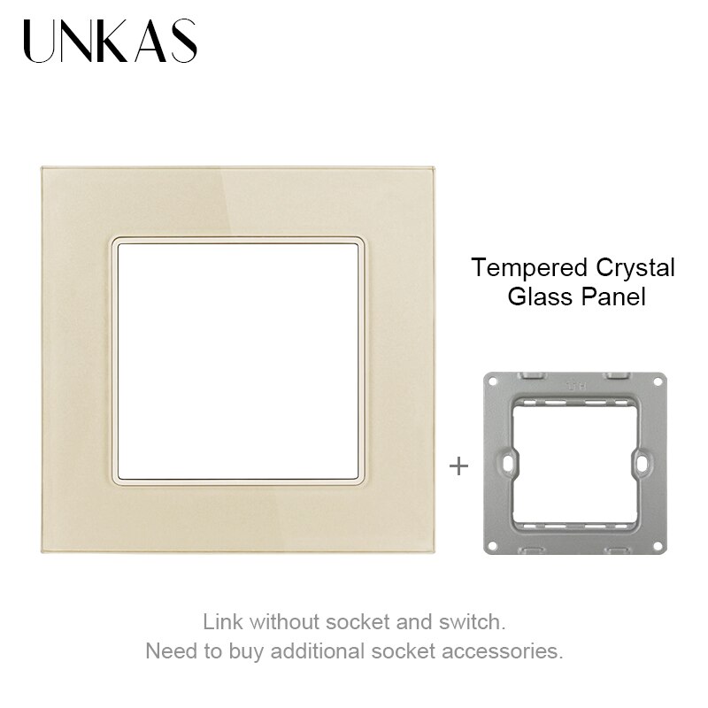 UNKAS Free Combination DIY Gray Single Tempered Crystal Glass Panel Grey Matching Modules For Wall Socket Switch: Gold 86 Panel