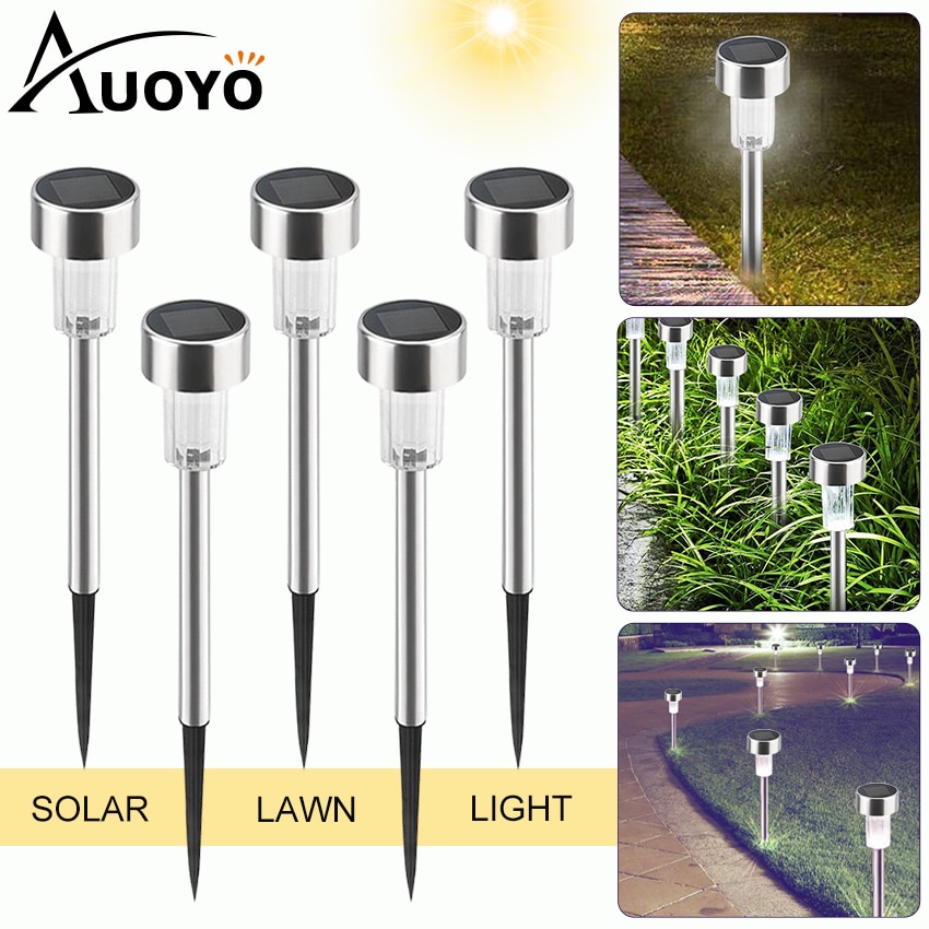 Auoyo 1/5Pcs Solar Tuinverlichting Outdoor Verlichting Solar Pathway Lamp Outdoor Tuinverlichting Solar Landschap Lichten Beveiliging lamp
