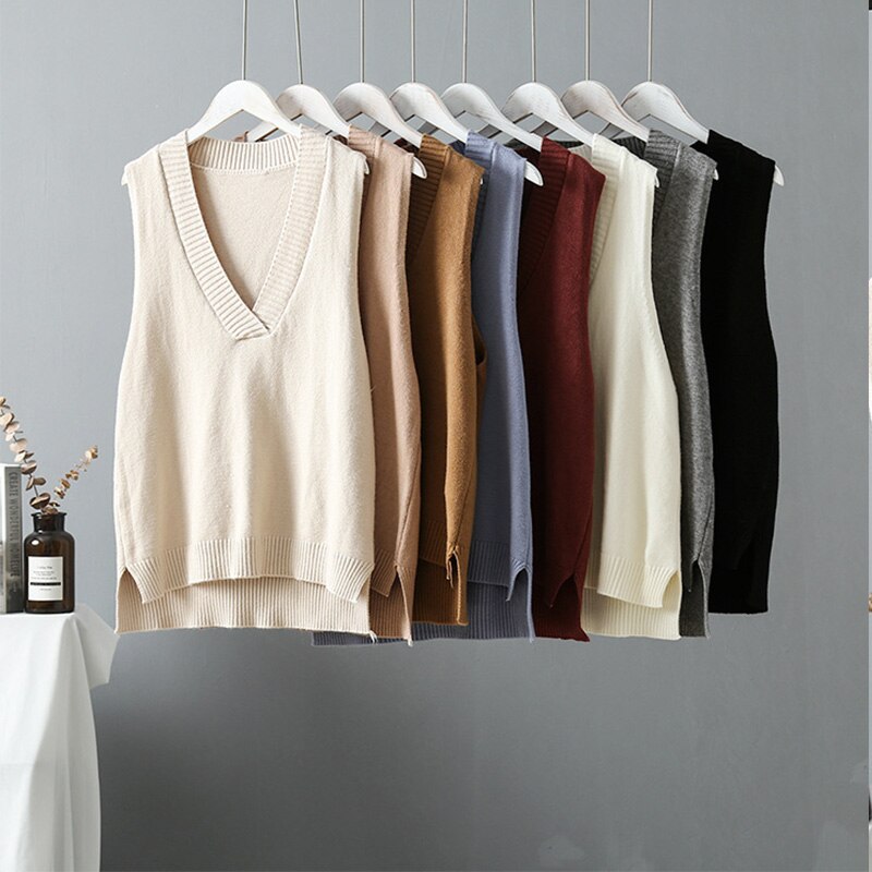 Maglione casuale primavera autunno donna gilet maglione di lana spessa e grezza maglia maglione fuori misura canotta femminile senza maniche grande superiore donna