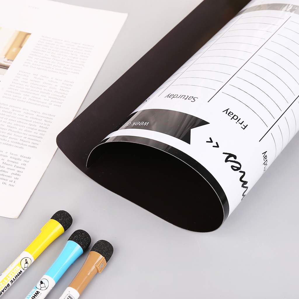 Weekly Planner Soft Magnetic Whiteboard Fridge Magnets Drawing Message Board Remind Memo Pad Calendar