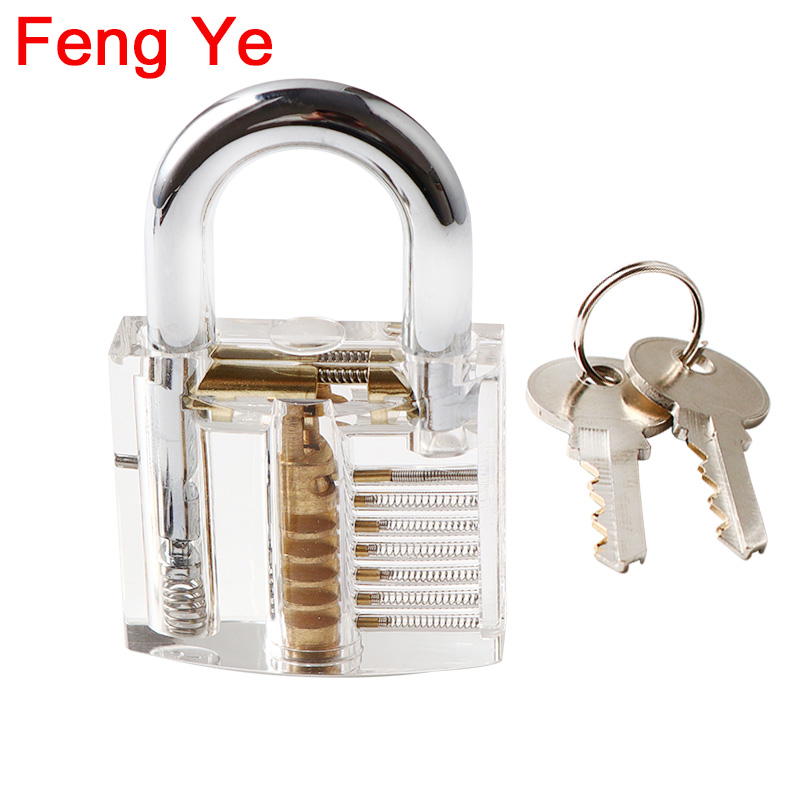 Feng Ye Transparent Visible Pick Cutaway Practice Padlock Lock With Broken Key Removing Hook Kit Extractor Set Locksmith Tool: Only White Lock
