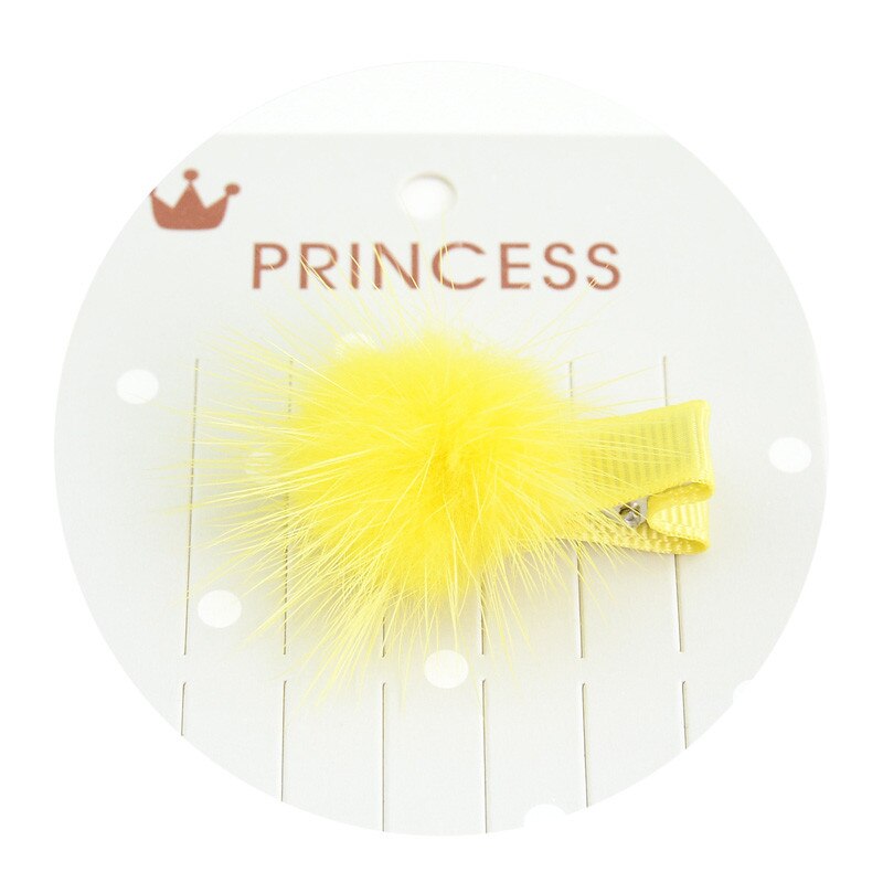 Untamed 12 pcs/lot mini solide fourrure pompon boule filles petite jolie pince à cheveux enfants épingles à cheveux accessoires pour cheveux pompon boule de cheveux clips: 10 jaunes