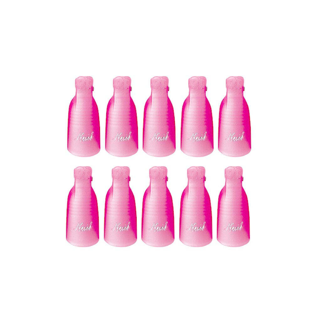 Plastic Nail Art Losweken Cap Clip Uv Gel Polish Remover Wrap Tool Nail Art Tips Voor Fingers Nagellak remover Nail Tool: Light Pink