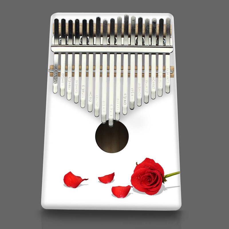 Piano Kalimba de 17 tonos para principiantes, instrumento Musical pintado en blanco, con sonido bonito y , Piano de caja de resonancia: F16