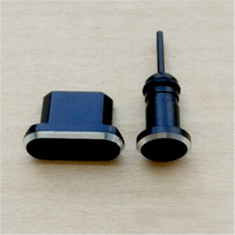 1 sæt micro usb opladningsport øretelefonstik telefon metal støvstik stik støvkant anti støvstik: Bk