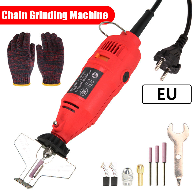 Handheld Electric Chainsaw Sharpening Kit Electric Grinder Sharpening Chainsaw Chain Mill Grinder Fast Grinding Tool Machine: CRIMSON