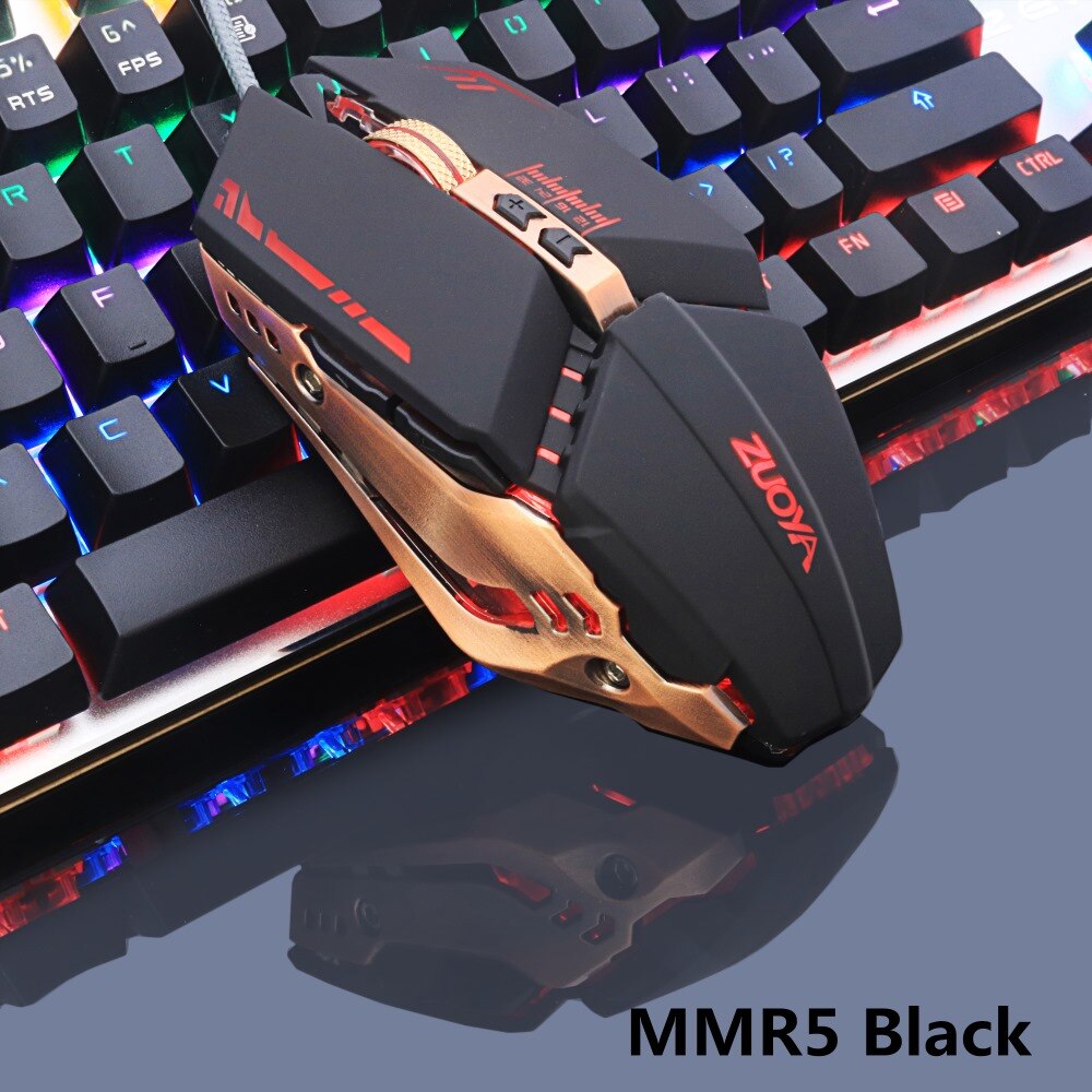 ZUOYA Professionelle gamer Spielen Maus 8D 3200DPI Einstellbare Verdrahtete Optische LED Computer Mäbenutzen USB Kabel Maus für Laptop PC: MMR5 Schwarz