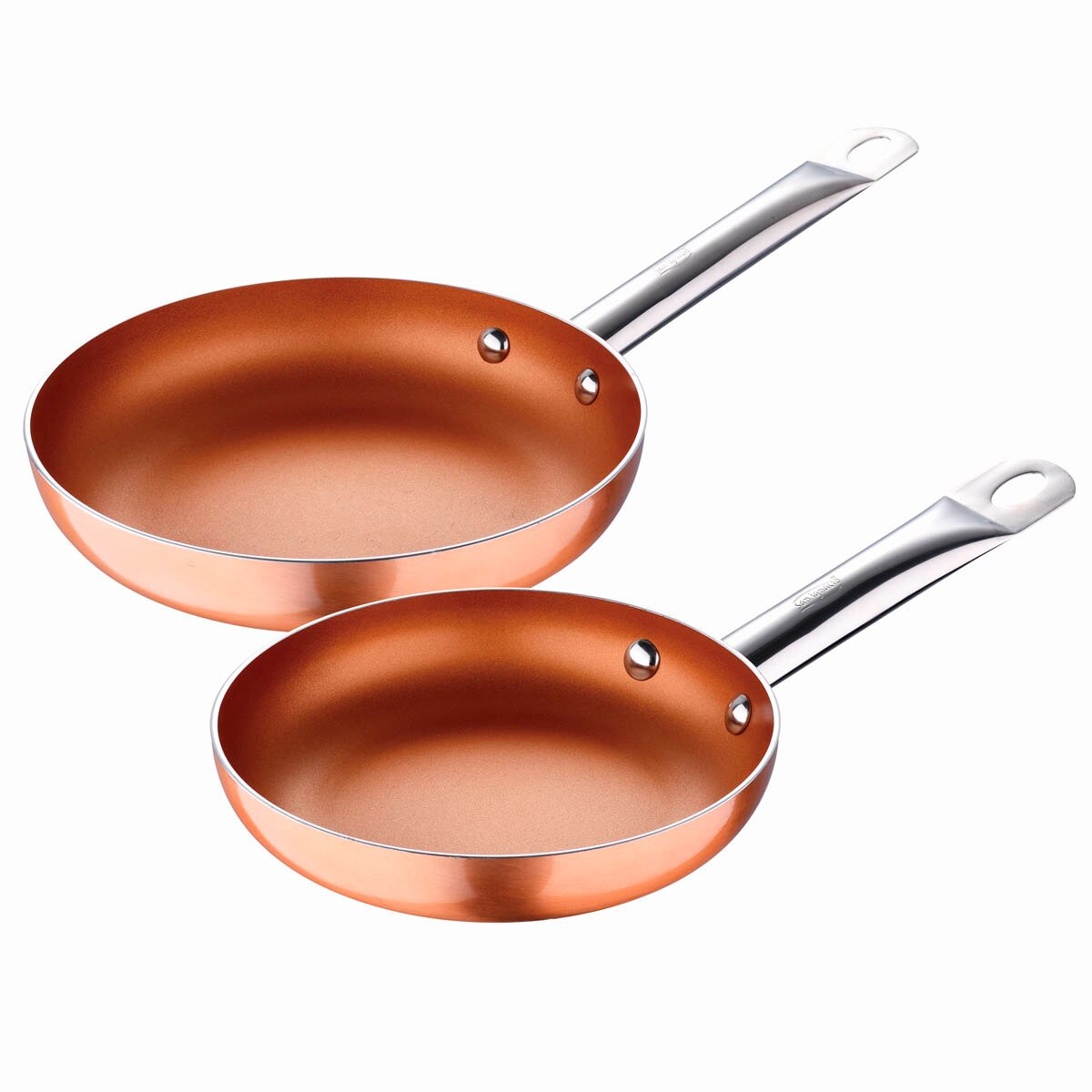 Set 2 Sartenes Cooper Plus De San Ignacio, 20 + 24 Cm, Geperst Aluminium, Koper Afwerking, elegante, Sterke, Duurzame Non Stick, Ergonomisch Handvat, Eenvoudige Reiniging, Uniform Warmte,