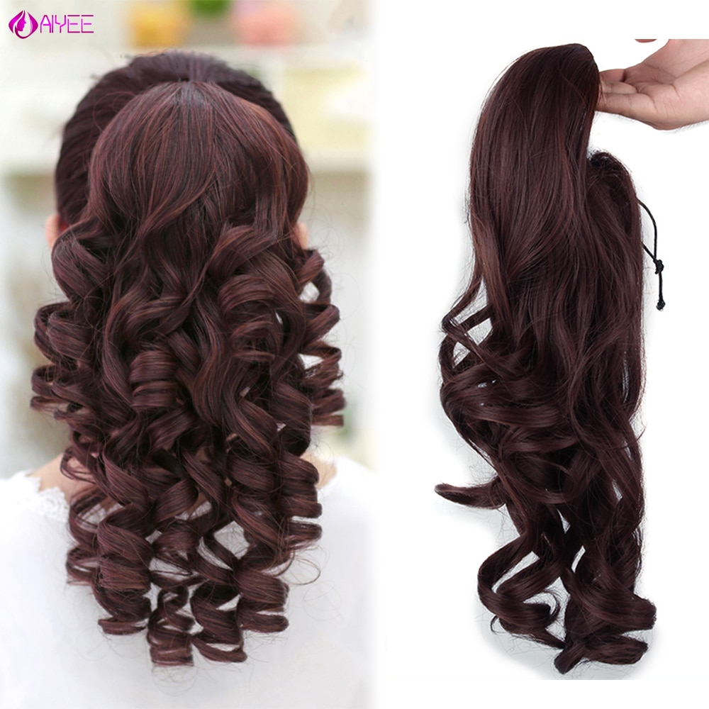 AIYEE Clip in Hair Extensions 55cm,22" Pony Tail Horsetail Synthetic Hairpieces Ponytail Drawstring Straight Ribbon Ponytails