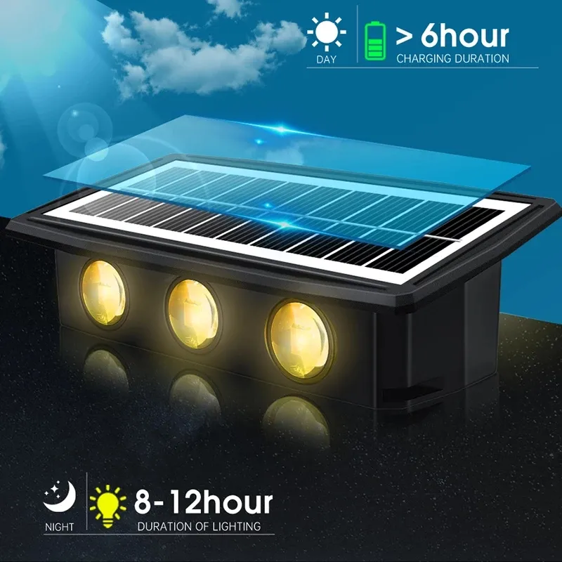 Lámpara Solar de pared Led para exteriores, decoración impermeable, lámpara de jardín, iluminación luminosa arriba y abajo para pared, porche, balcón, jardín y calle