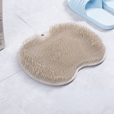 Silikone fodmassage børste brusebad massage badeværelse skridsikker bademåtte fod anti-skrid måtte scrubber: Brun 23 x 30cm