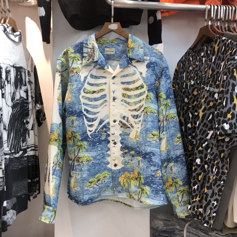 Kapital skjorta män kvinnor streetwear hawaii stil strand tröjor kapital skjortor herr kläder japanska: 2 / Xl