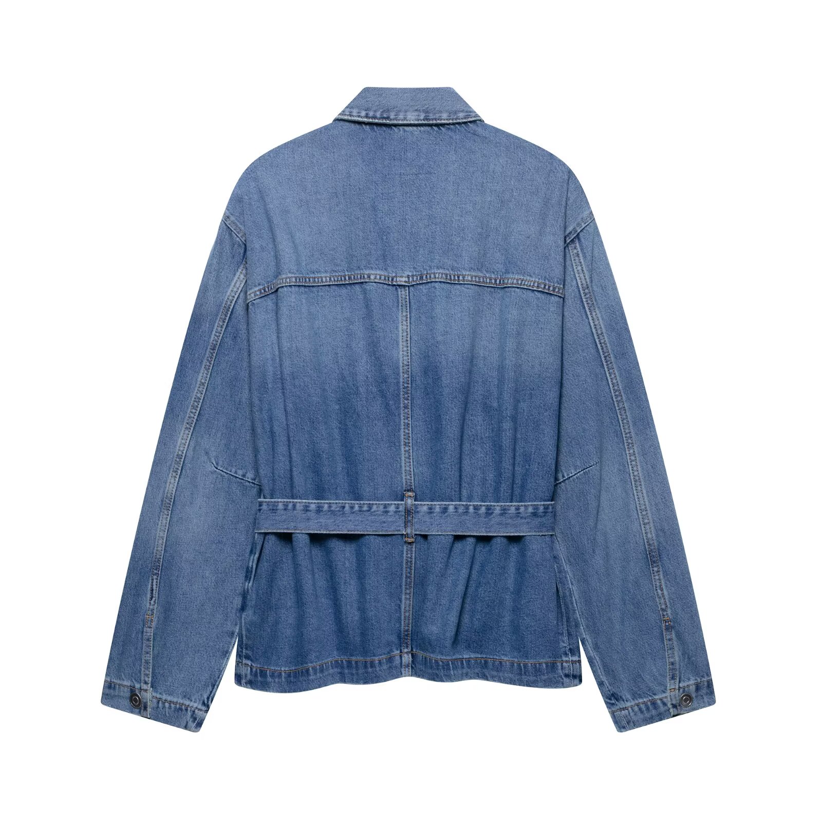 Estilo europeo y americano con cinturón nueva chaqueta vaquera de primavera moderna y versátil