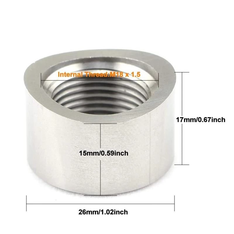 O2 Sensor Bung Stainless Steel Oxygen Mounting Bungs and Plugs Adapter M18 x 1.5 Thread Notched Style Exhaust Weld in Bung with