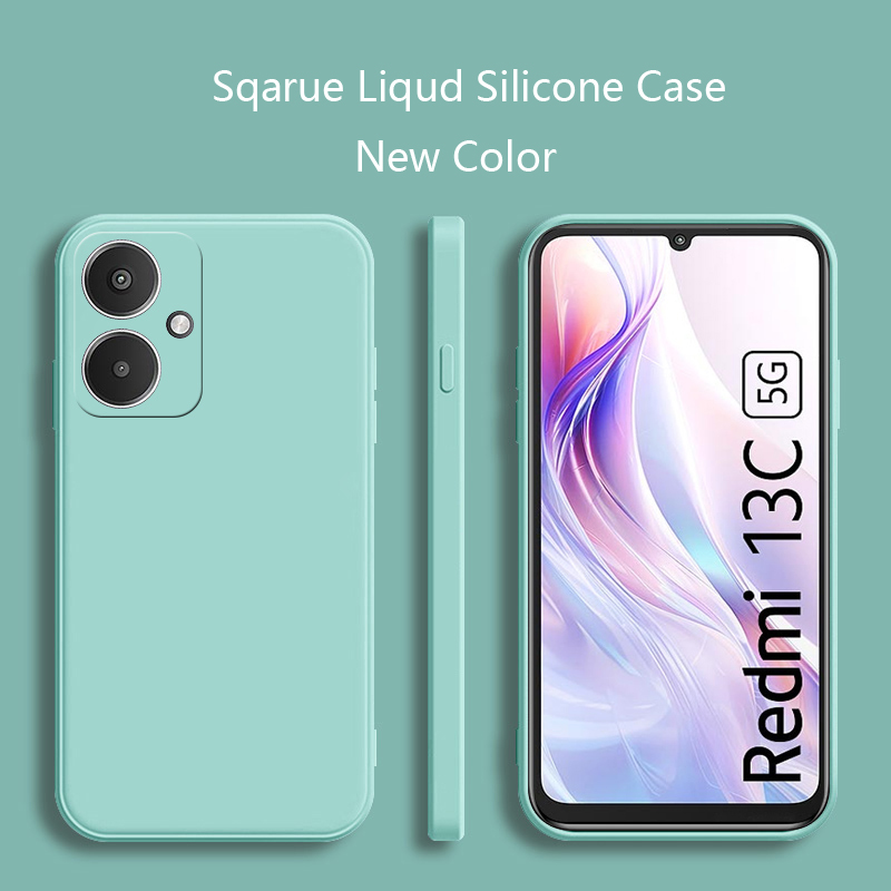 Funda de silicona líquida para Xiaomi Redmi 13C 5G, funda mate POCO M6 5G, funda protectora suave Redmi 13C 13R 5G: Cuero / Azul cielo