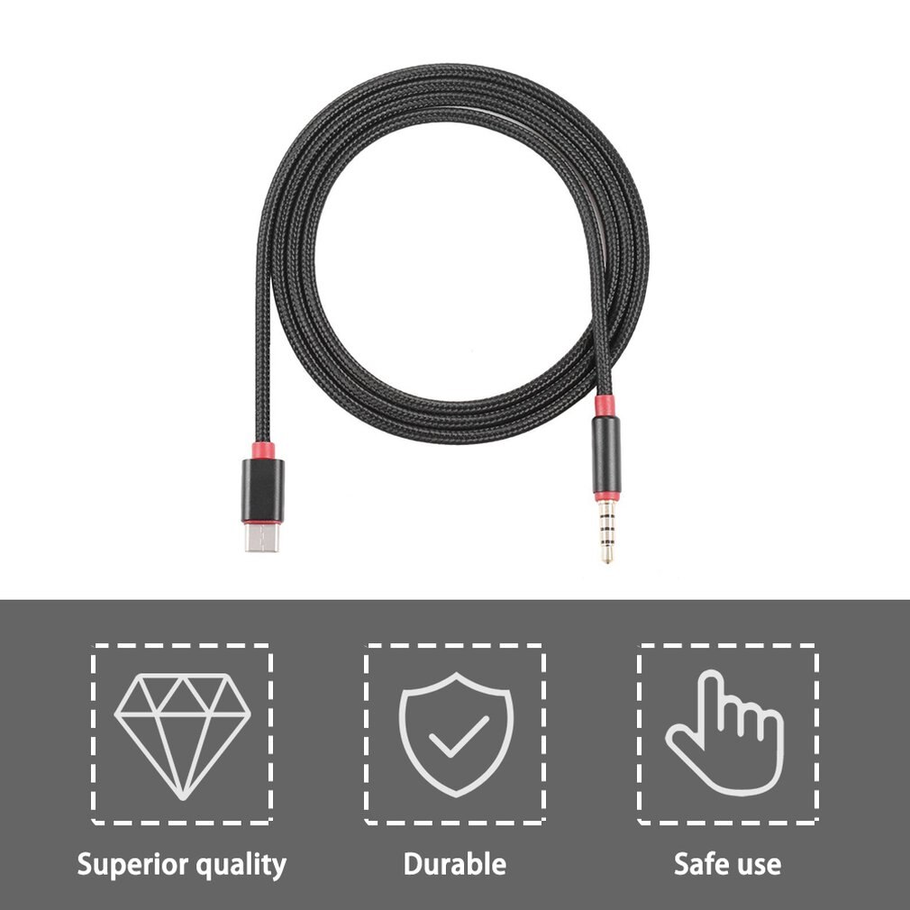 Usb Type-C Gevlochten Audio Adapter Kabel Converter Naar 3.5Mm Male Audio Kabel Auto Aux Audio Verlengkabel koord Voor Telefoon Onleny